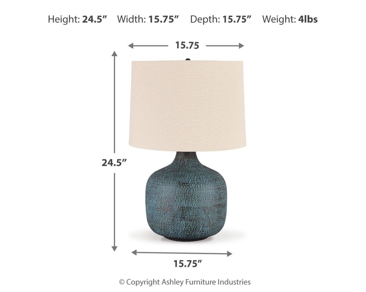 Malthace - Metal Table Lamp - Patina Table Lamps by Signature Design by Ashley® - Walls Furniture & Mattress