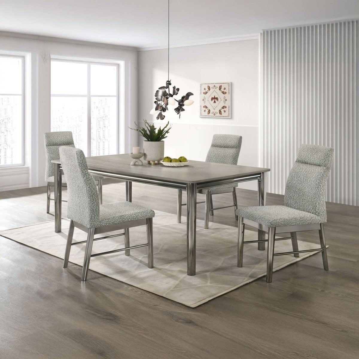 Lennox - 5 Piece Set - Dining Table With 4 Chairs - Gray / Silver 5 Piece Dining Room Sets by New Classic - Walls Furniture & Mattress