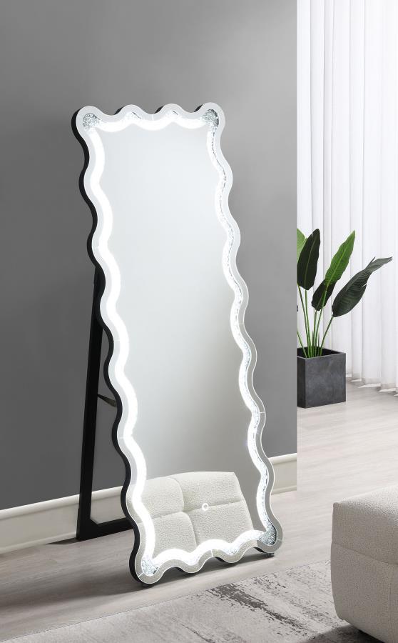 Brixey - LED Lighting Standing Floor Mirror - Black Floor Mirrors by Coaster Fine Furniture - Walls Furniture & Mattress