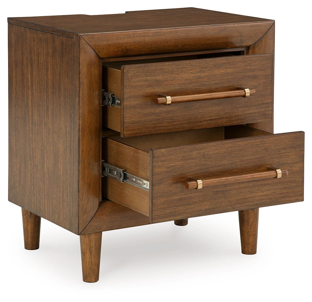 Lyncott - Two Drawer Night Stand - Brown Nightstands w/ Charging Stations by Signature Design by Ashley® - Walls Furniture & Mattress