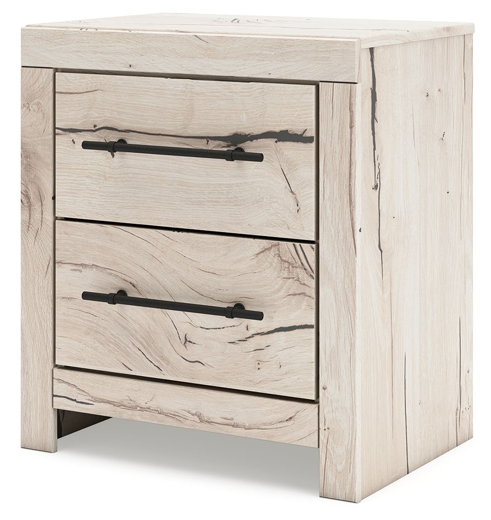 Lawroy - Two Drawer Night Stand - Light Natural Nightstands w/ Charging Stations by Benchcraft® - Walls Furniture & Mattress