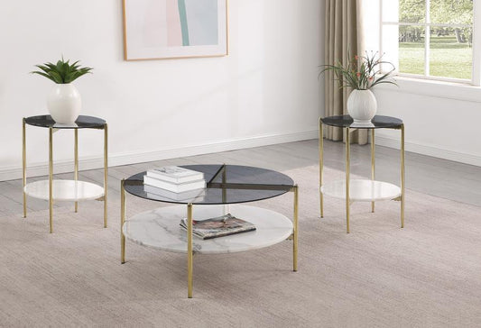 Jonelle - Round Coffee Table Set Table Sets by Coaster Fine Furniture - Walls Furniture & Mattress