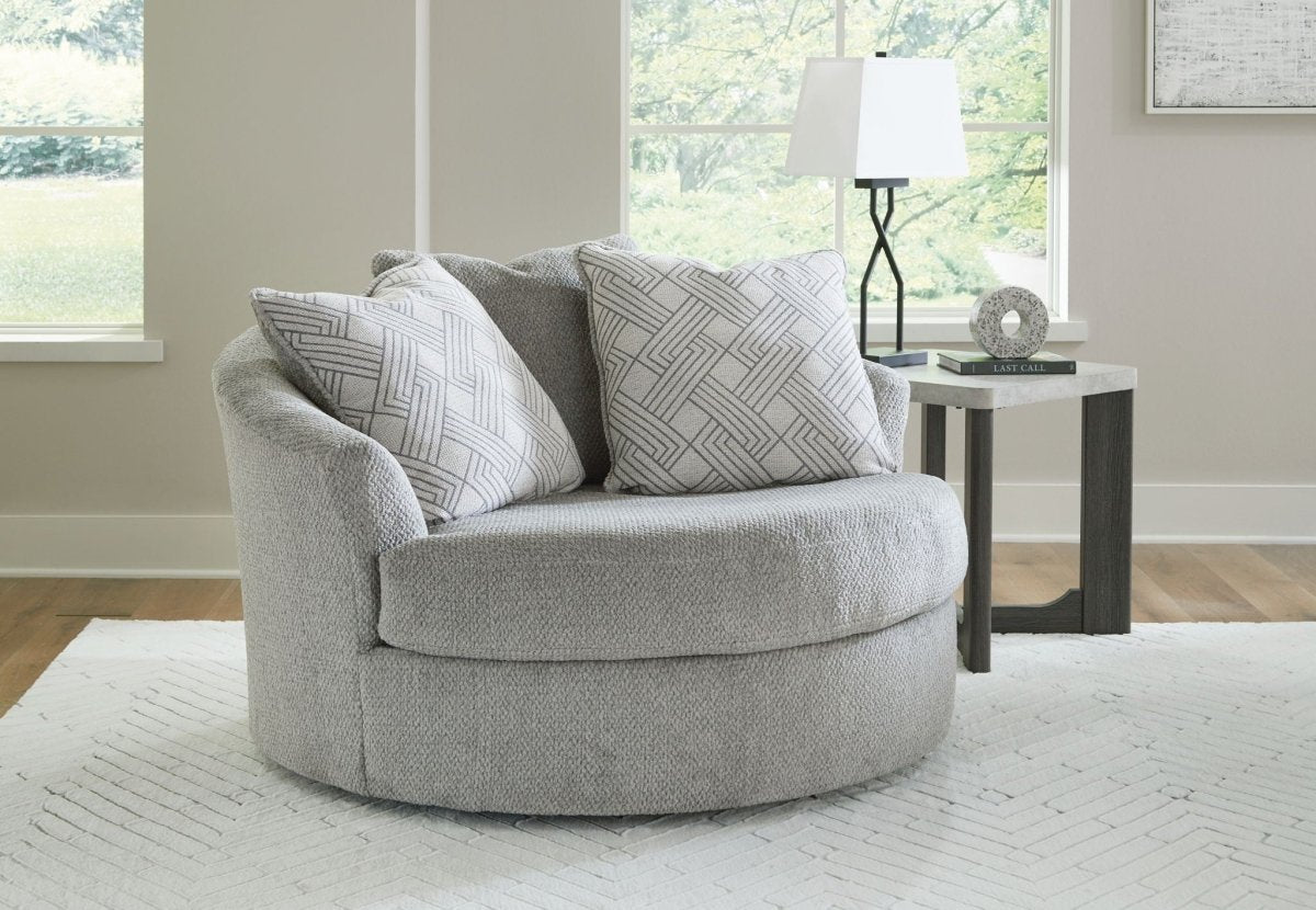 Casselbury - Oversized Swivel Accent Chair - Cement Swivel Chairs by Signature Design by Ashley® - Walls Furniture & Mattress