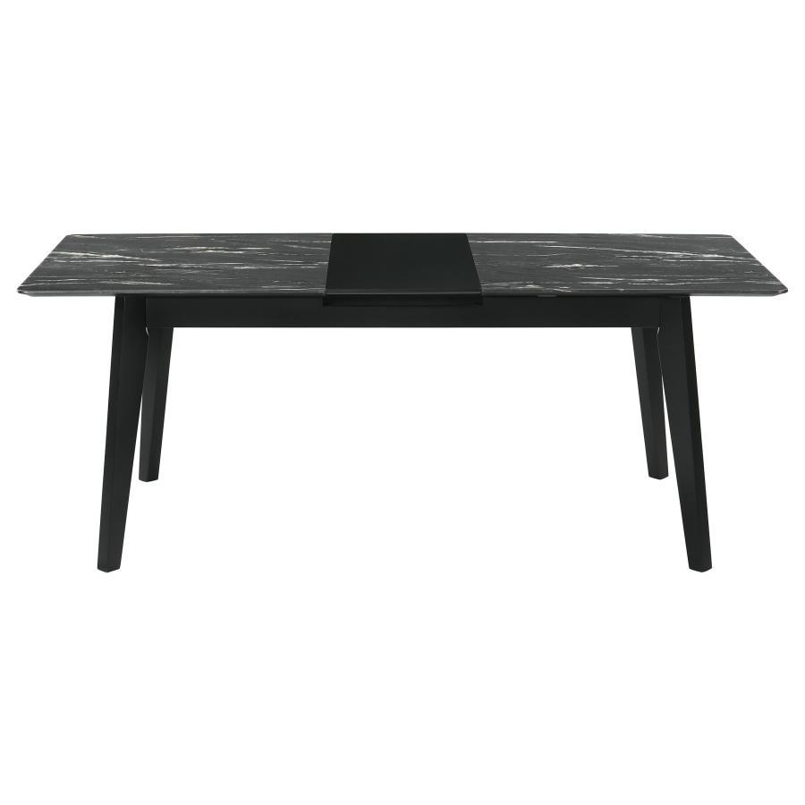 Crestmont - Extension Dining Table Faux Marble - Black Dining Tables with Extensions by CoasterEssence - Walls Furniture & Mattress