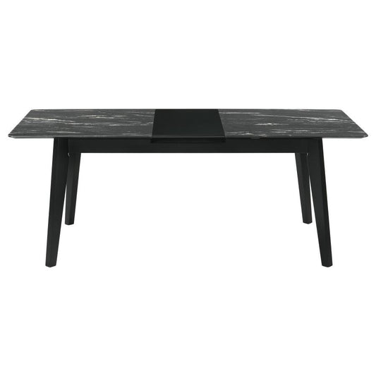 Crestmont - Extension Dining Table Faux Marble - Black Dining Tables with Extensions by CoasterEssence - Walls Furniture & Mattress