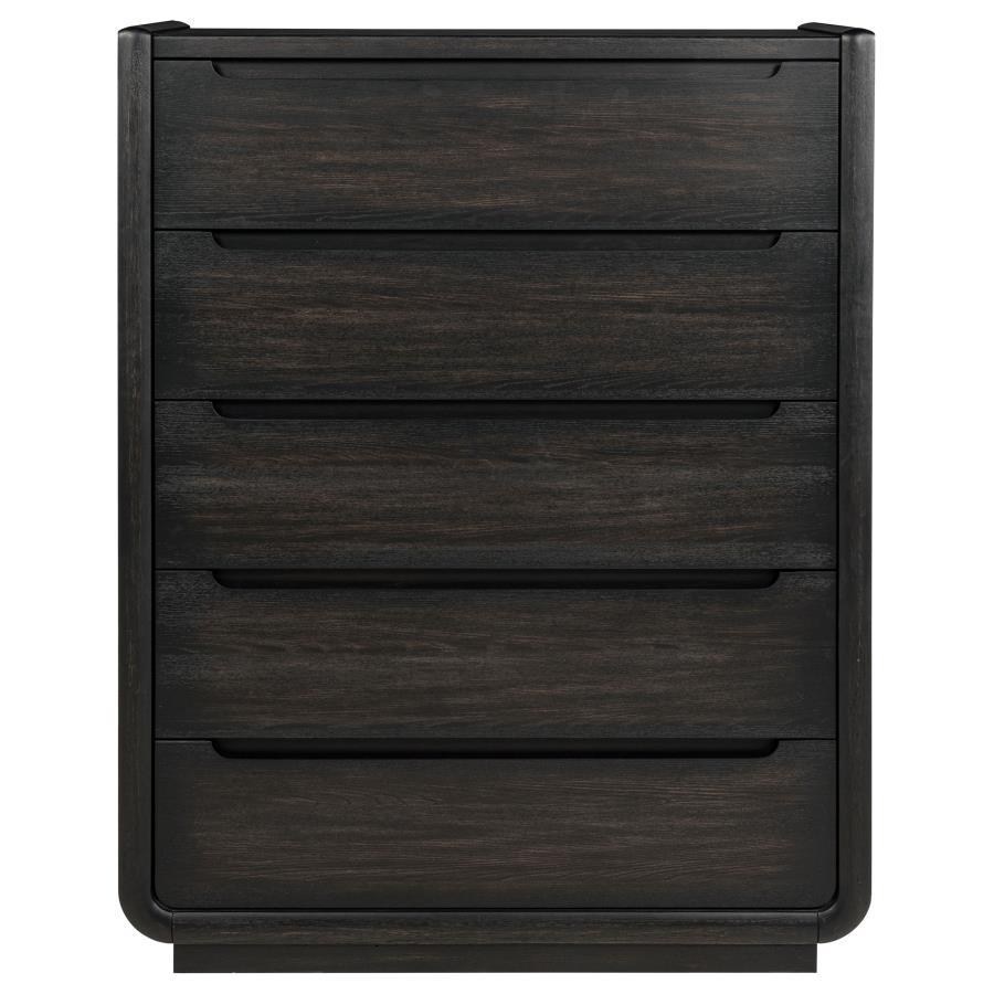 Leandro - 5 - Drawer Bedroom Chest Of Drawers - Burnished Black Accent Chests by Coaster Fine Furniture - Walls Furniture & Mattress