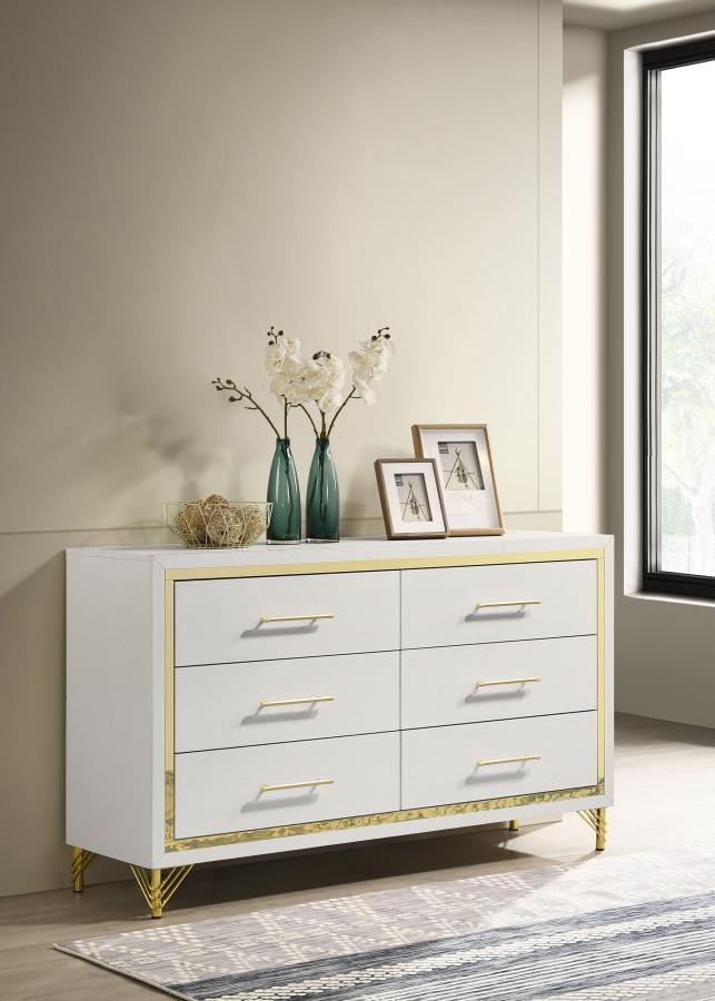 Lucia - 6 - Drawer Dresser Dressers by Coaster Fine Furniture - Walls Furniture & Mattress