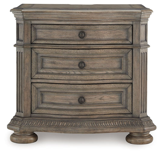 Ardenfield - Three Drawer Night Stand - Light Brown Nightstands w/ Charging Stations by Signature Design by Ashley® - Walls Furniture & Mattress