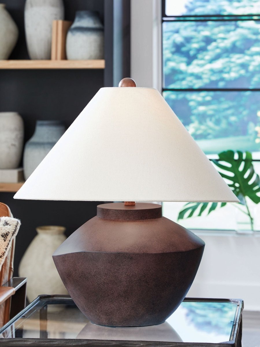 Honsworth - Antique Brown - Poly Table Lamp Table Lamps by Signature Design by Ashley® - Walls Furniture & Mattress