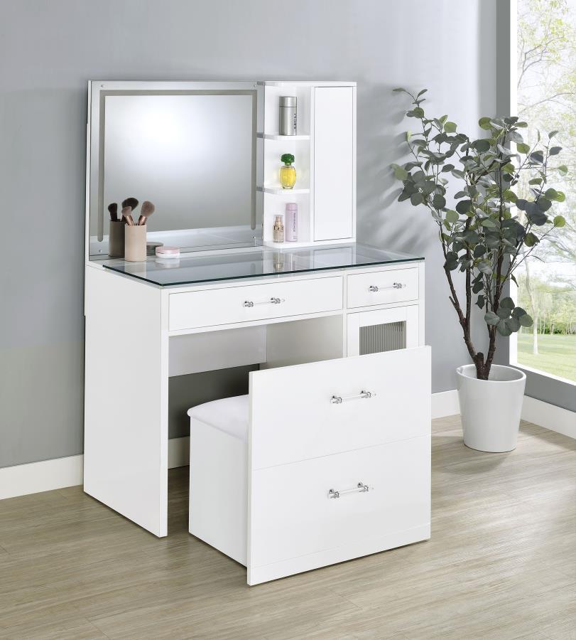 Flora - 2 - Drawer Vanity Set With LED Mirror Vanity Sets by Coaster Fine Furniture - Walls Furniture & Mattress