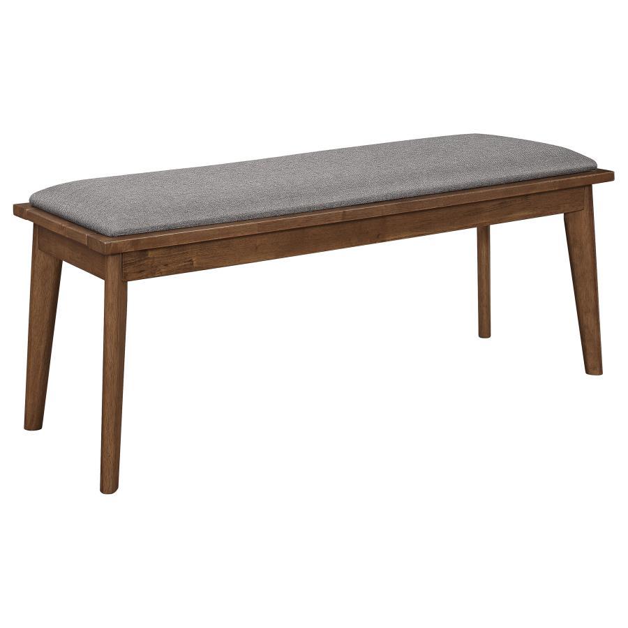 Alfredo - Upholstered Dining Bench - Gray And Natural Walnut Upholstered Benches by CoasterEveryday - Walls Furniture & Mattress