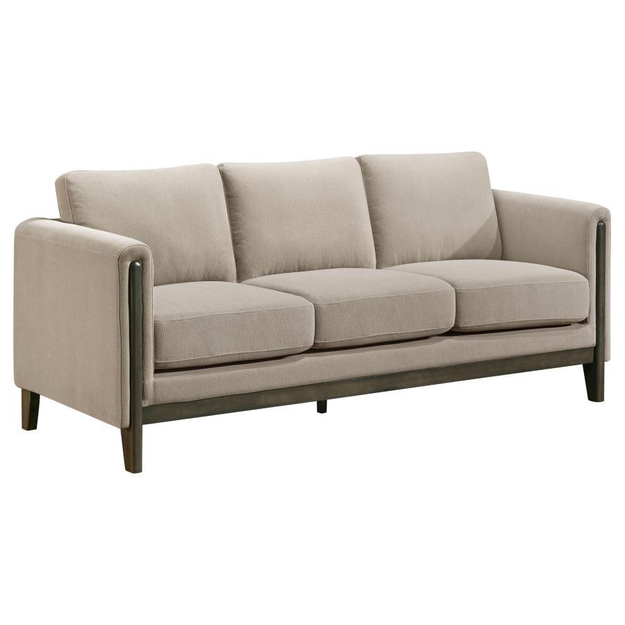 Islington - Fabric Upholstered Panel Arm Sofa - Taupe Stationary Sofas by Coaster Fine Furniture - Walls Furniture & Mattress