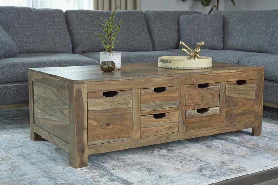 Esther - 6 - Drawer Solid Wood Coffee Table - Natural Coffee Tables by CoasterElevations - Walls Furniture & Mattress