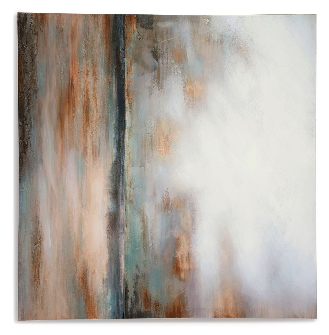 Weatheridge - Wall Art - Grey / Gold Canvas Art by Signature Design by Ashley® - Walls Furniture & Mattress