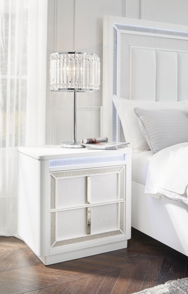 Chalanna - Two Drawer Night Stand - White Nightstands w/ Charging Stations by Signature Design by Ashley® - Walls Furniture & Mattress