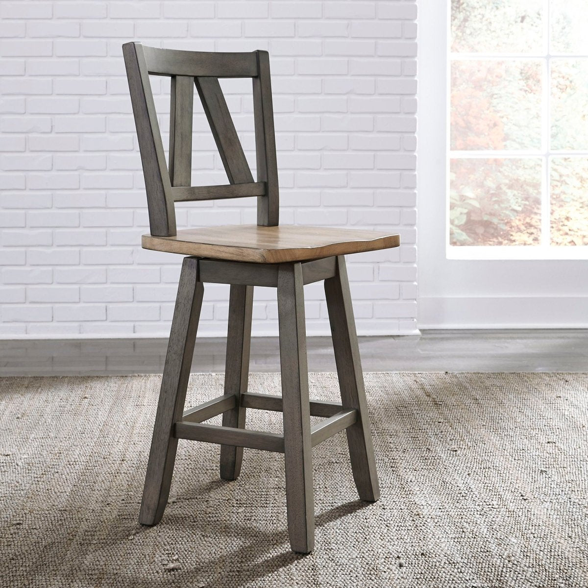 Lindsey Farm - Counter Height Swivel Chair (RTA) Counter Chairs by Liberty Furniture - Walls Furniture & Mattress