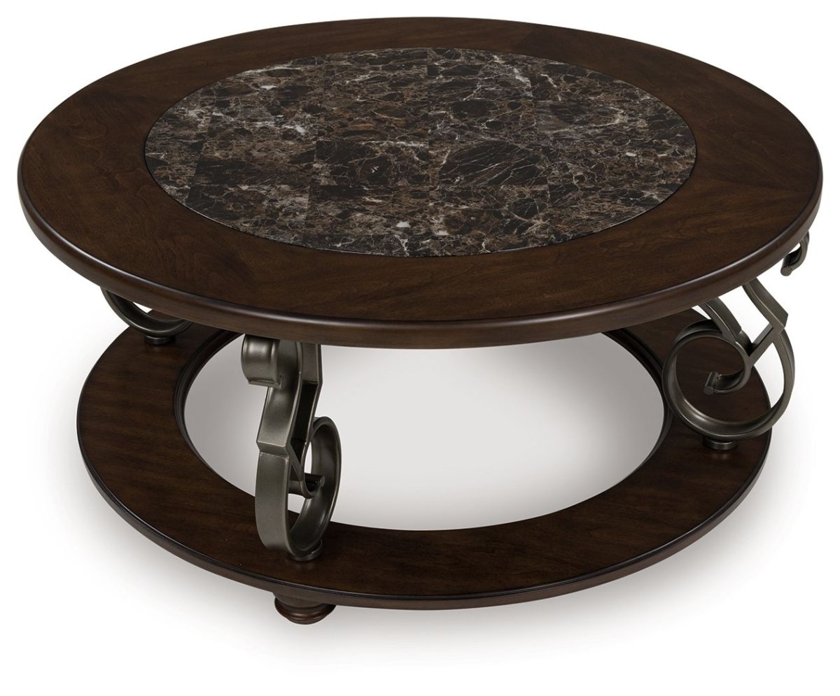 Frallyn - Round Cocktail Table - Dark Brown Coffee Tables by Signature Design by Ashley® - Walls Furniture & Mattress