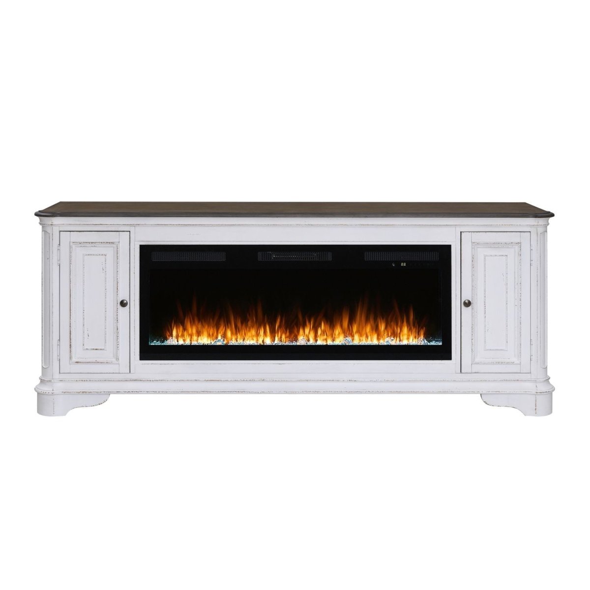 Fireplace TV Consoles - 244 82" Console With Fire FTS - White Fireplace TV Stands by Liberty Furniture - Walls Furniture & Mattress
