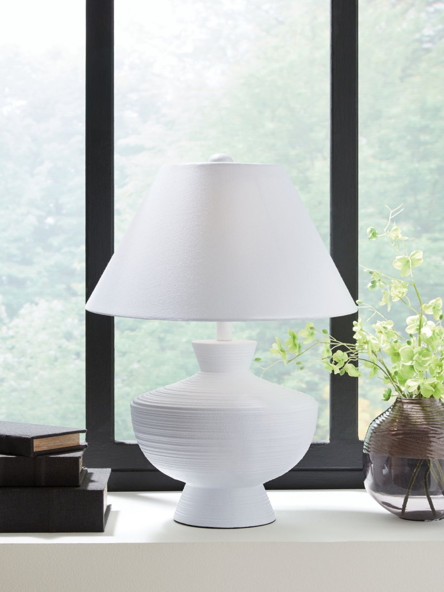 Harelwood - Poly Table Lamp - White Table Lamps by Signature Design by Ashley® - Walls Furniture & Mattress