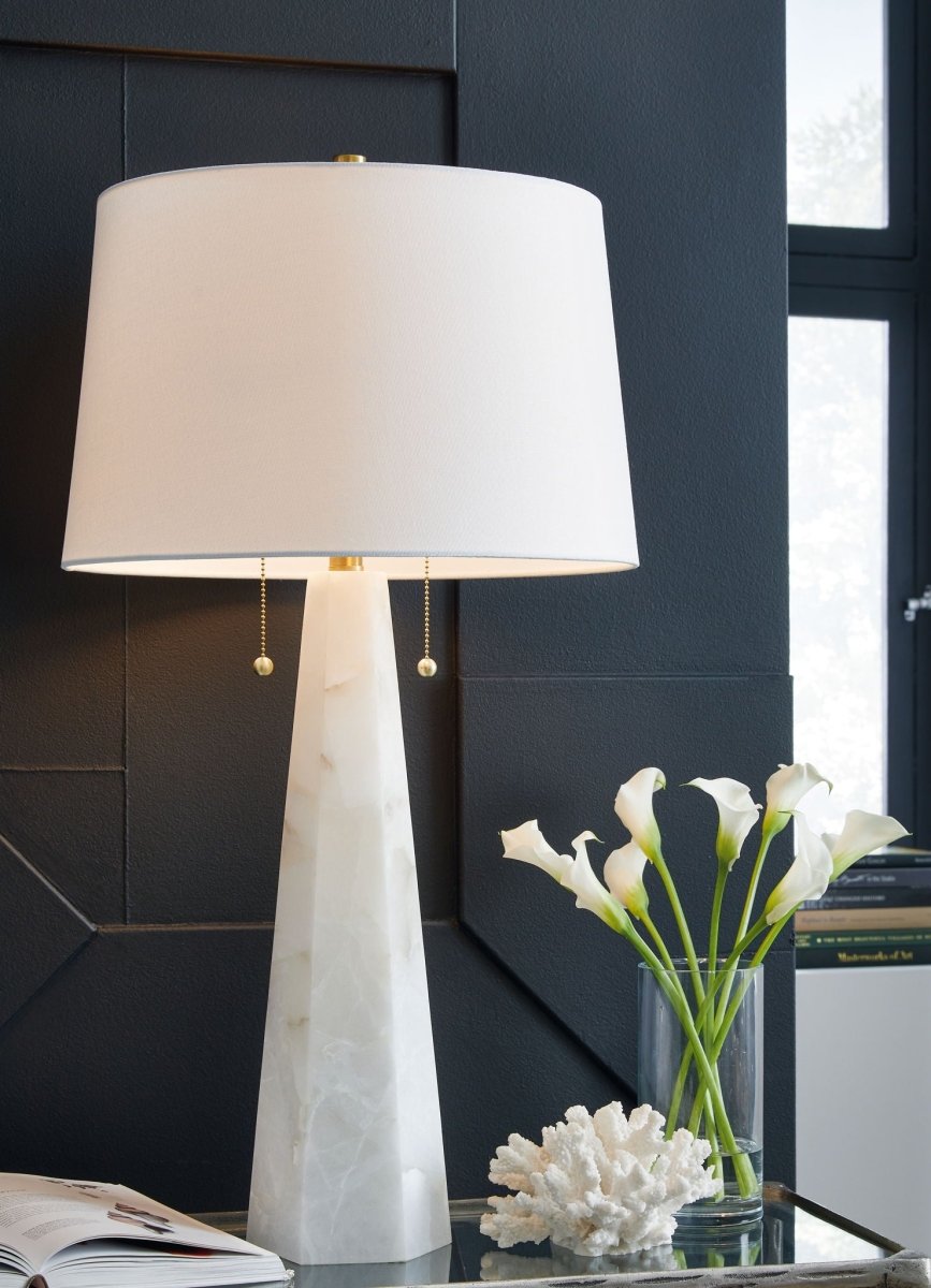 Laurellen - Alabaster Table Lamp - White Table Lamps by Signature Design by Ashley® - Walls Furniture & Mattress