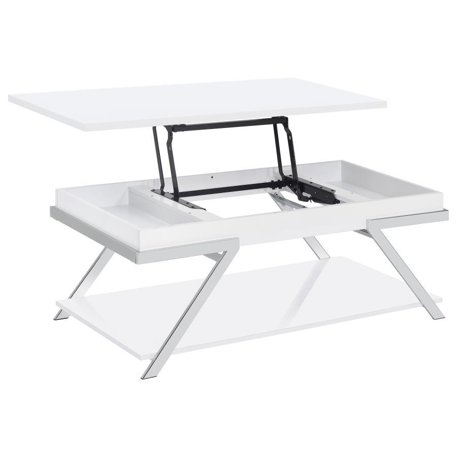 Marcia - Rectangular Lift Top Coffee Table - White High Gloss Coffee Tables by Coaster Fine Furniture - Walls Furniture & Mattress