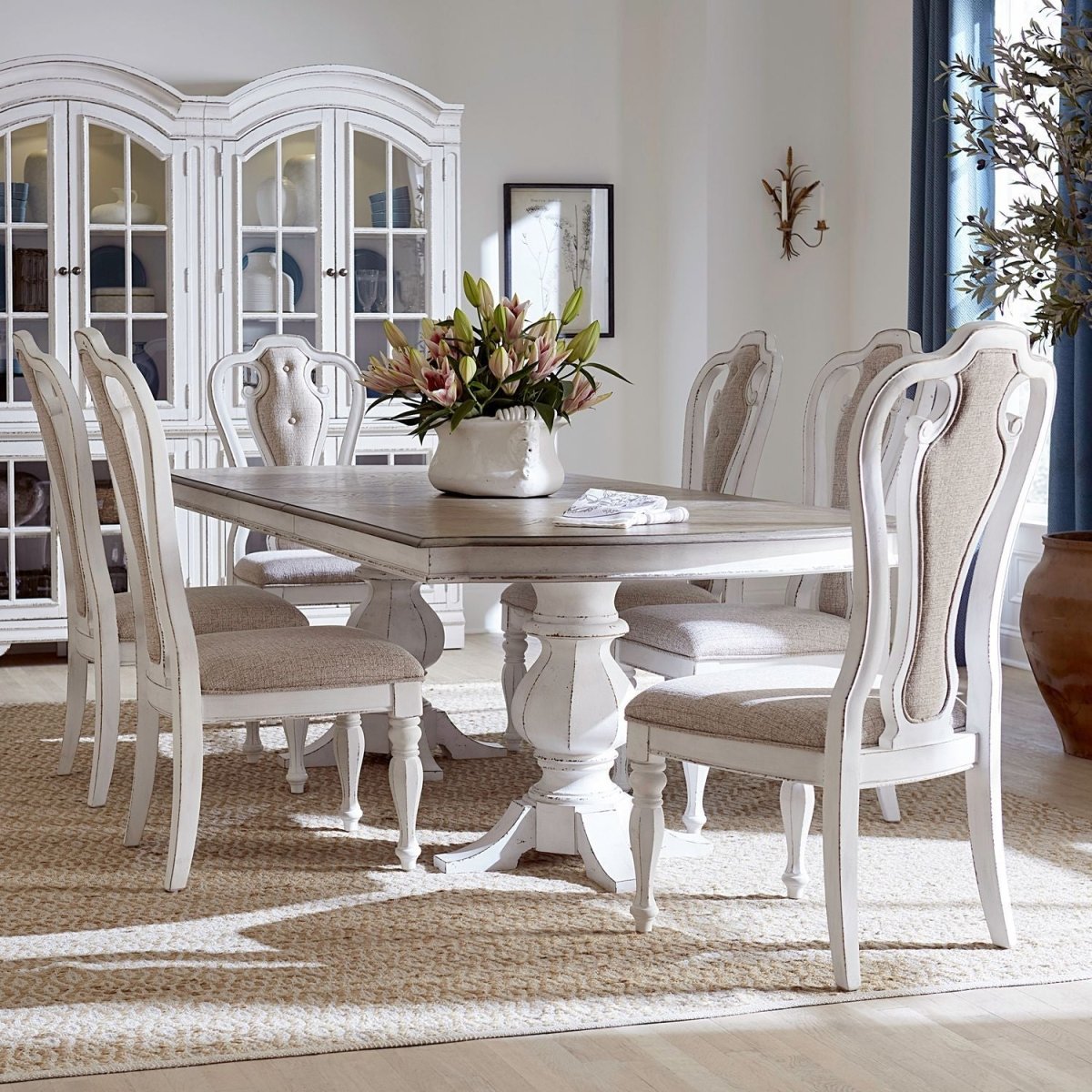 Magnolia Manor - Double Pedestal Table Set 5 Piece Dining Room Sets by Liberty Furniture - Walls Furniture & Mattress