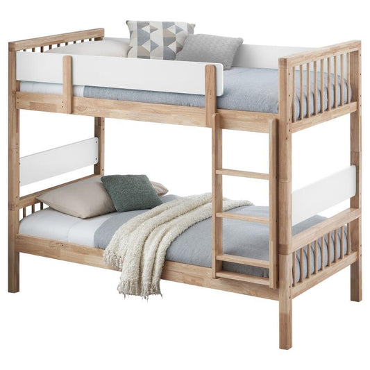 Dakota - Wood Twin Over Twin Bunk Bed - Natural Bunk Beds by Coaster Fine Furniture - Walls Furniture & Mattress