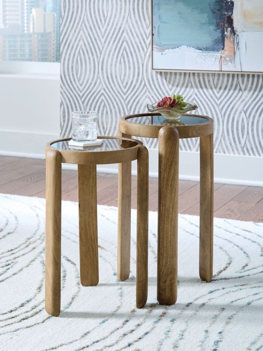 Jossor - Light Brown - Accent Table Set (Set of 2) Table Sets by Signature Design by Ashley® - Walls Furniture & Mattress