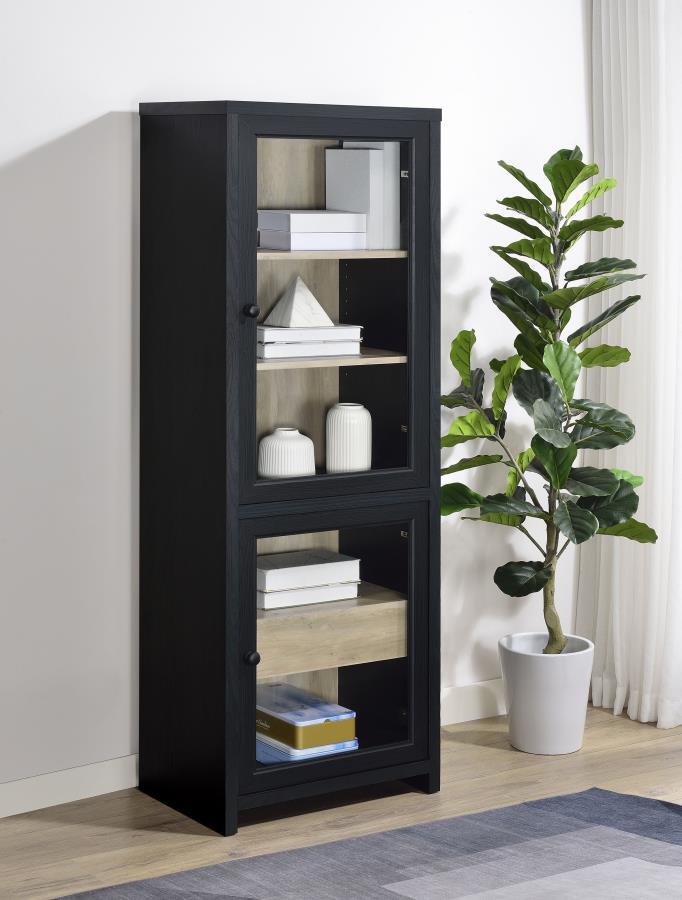 Denison - 67" 2 - Door Media Tower Storage Cabinet - Black Piers by Coaster Fine Furniture - Walls Furniture & Mattress