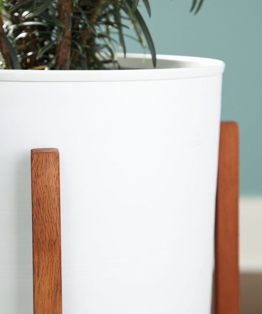 Dorcey - Planter Set (Set of 2) - White / Brown Planters by Signature Design by Ashley® - Walls Furniture & Mattress