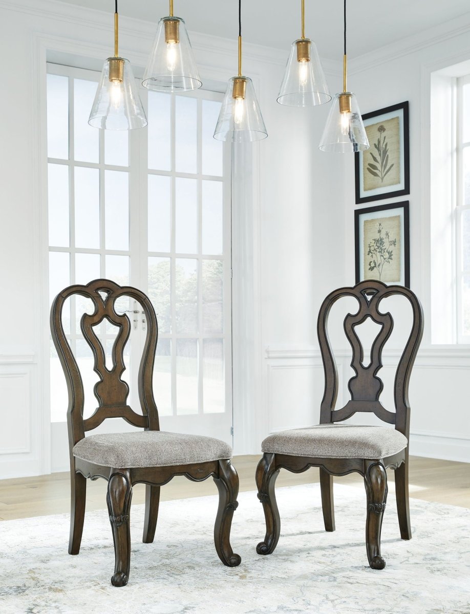 Maylee - Dining Upholstered Side Chair (Set of 2) - Dark Brown Chair Sets by Signature Design by Ashley® - Walls Furniture & Mattress