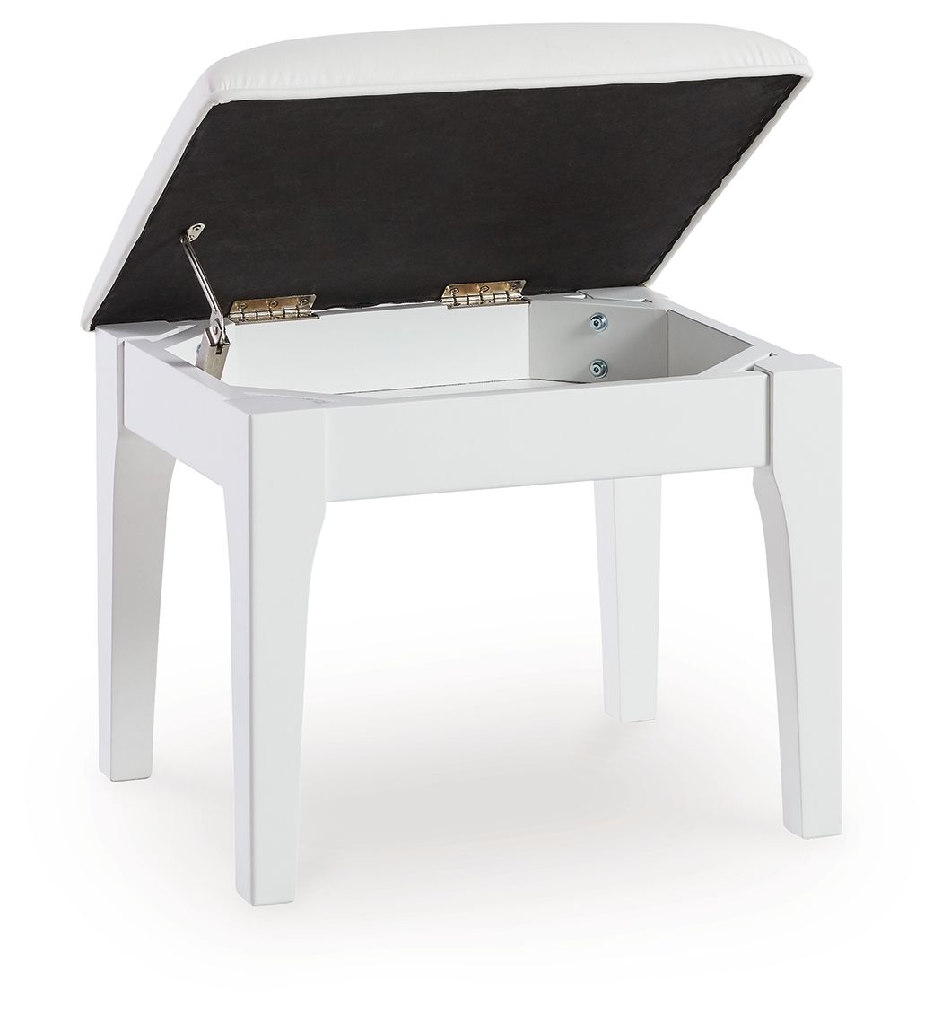 Chalanna - Vanity Stool - White Vanity Stools by Signature Design by Ashley® - Walls Furniture & Mattress