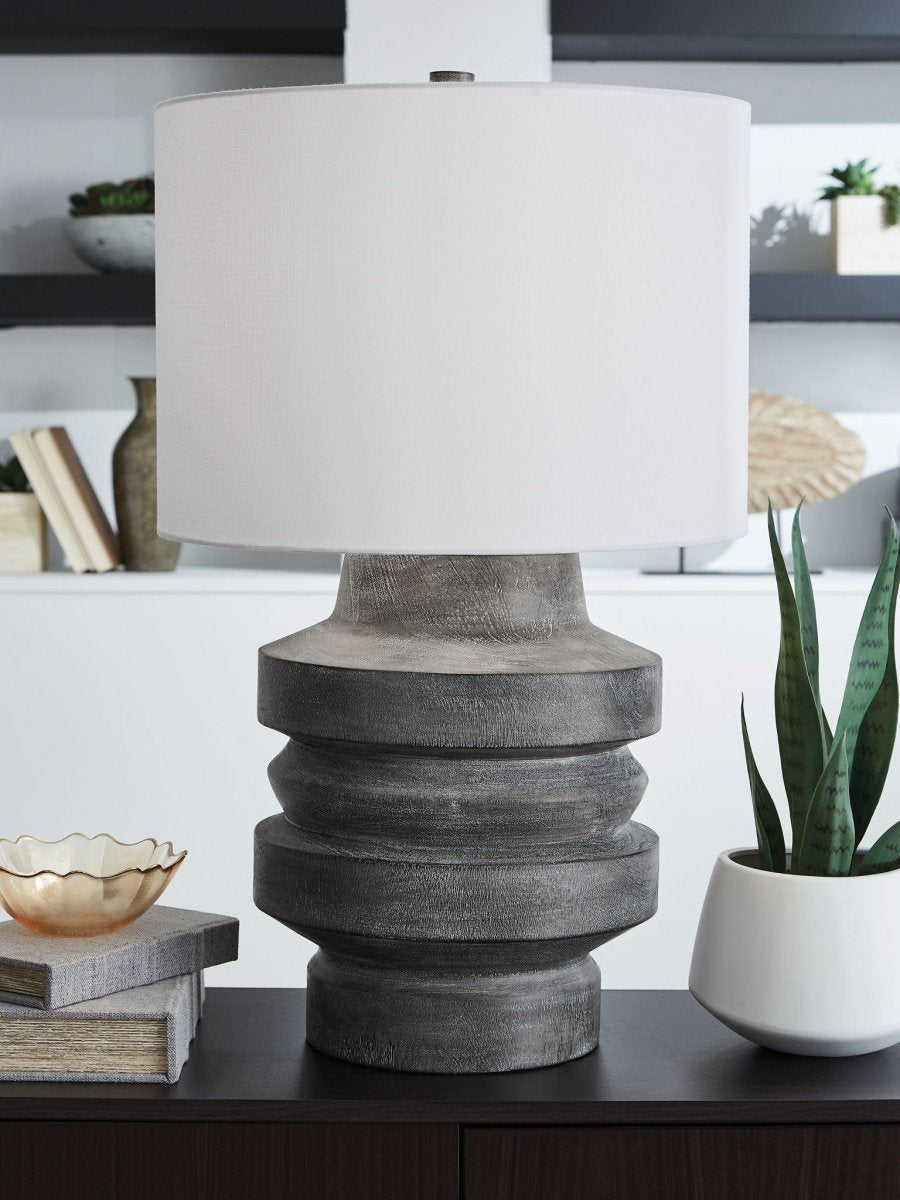 Wahida - Poly Table Lamp - Distressed Black Table Lamps by Signature Design by Ashley® - Walls Furniture & Mattress