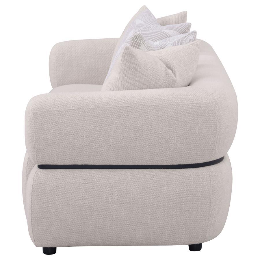 Jeanette - 84" Fabric Upholstered Round Arm Sofa - Beige Stationary Sofas by Coaster Fine Furniture - Walls Furniture & Mattress