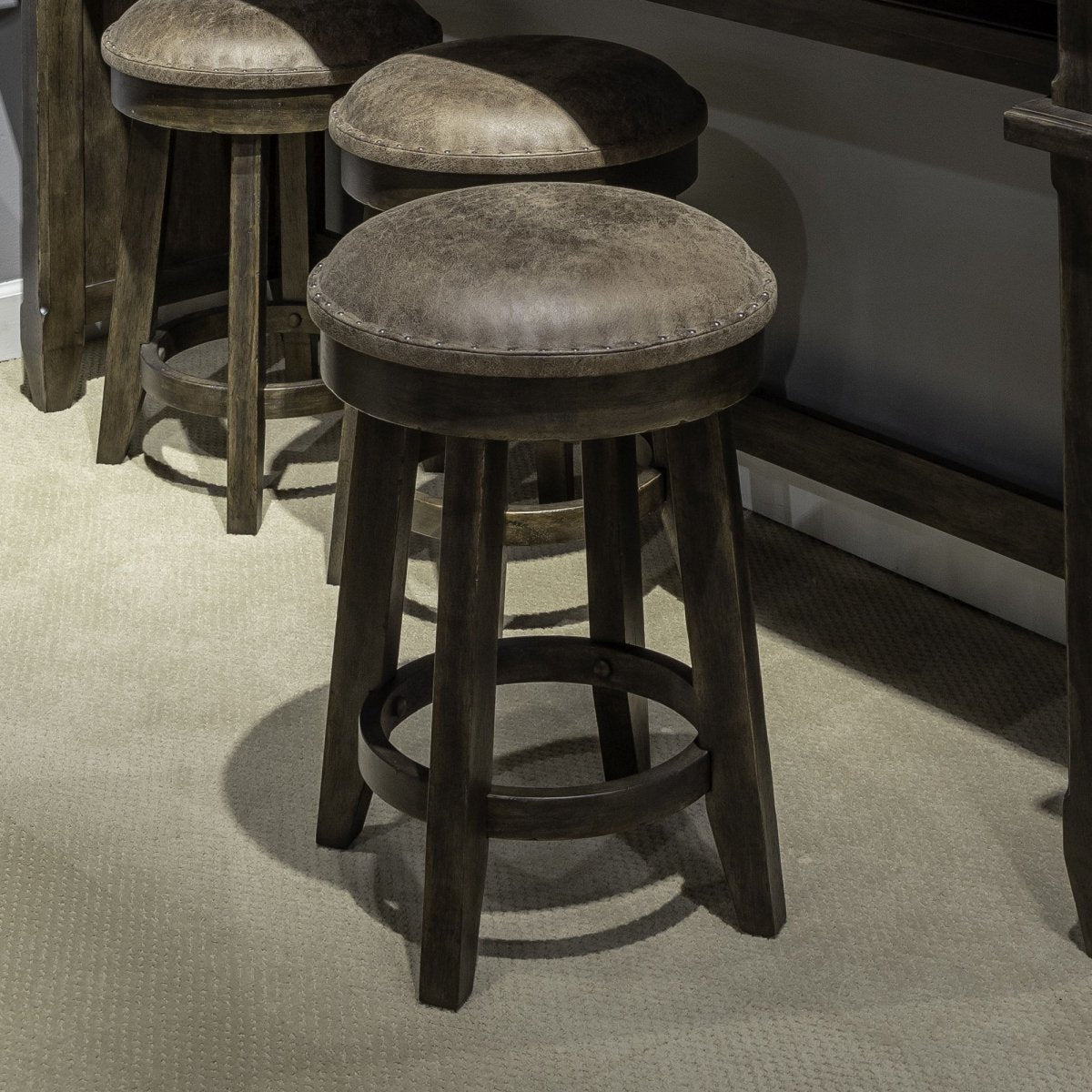 Paradise Valley - Upholstered Console Stool (RTA) - Dark Brown Counter Height (24" - 27") by Liberty Furniture - Walls Furniture & Mattress