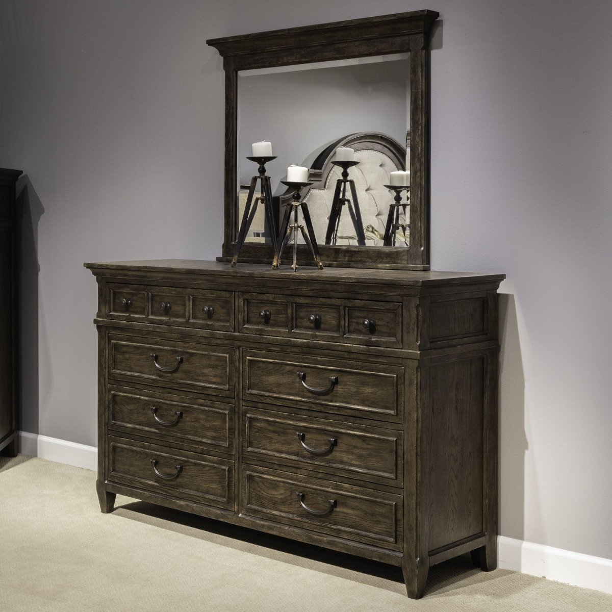 Paradise Valley - Dresser & Mirror - Dark Brown Dresser & Mirror by Liberty Furniture - Walls Furniture & Mattress