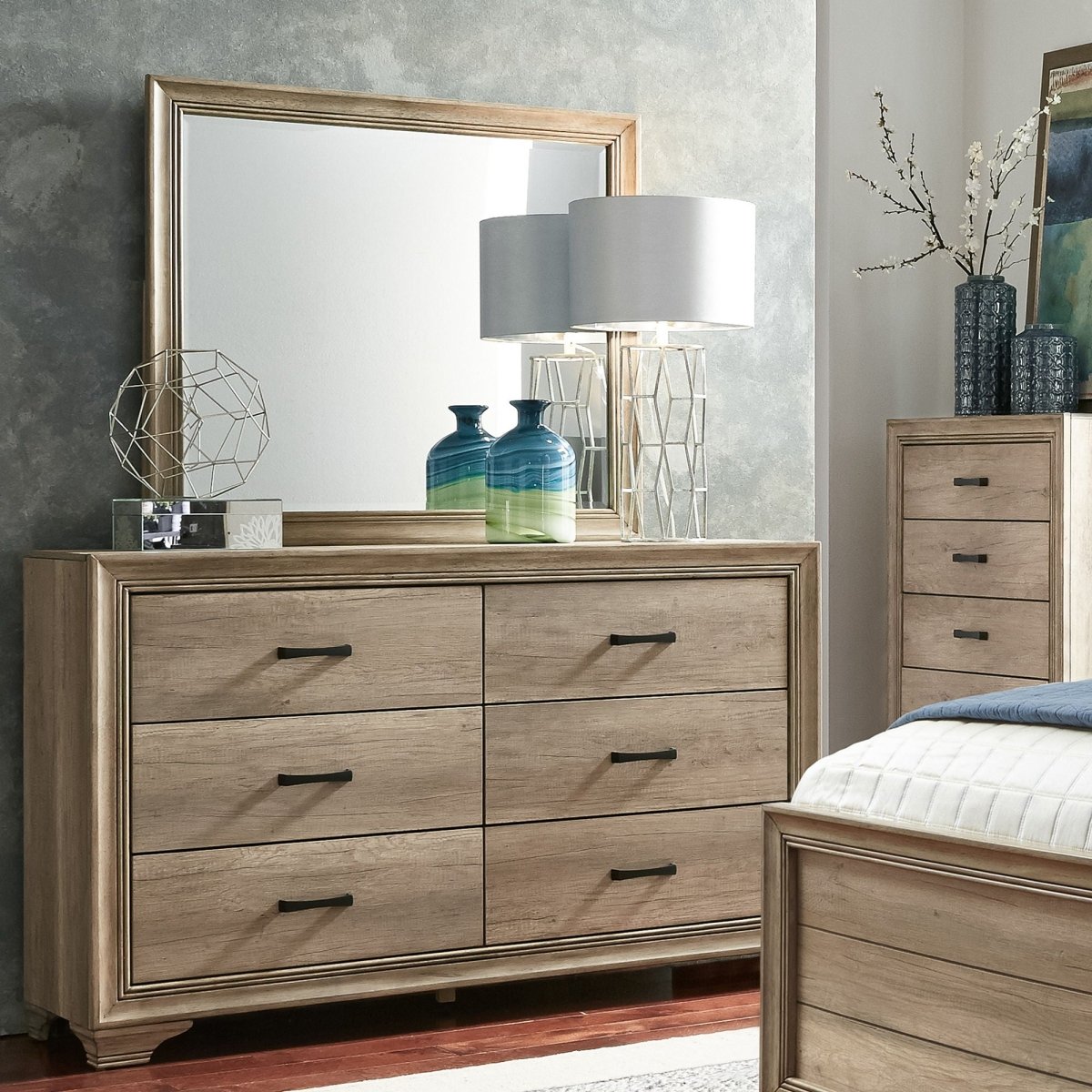 Sun Valley - Dresser & Mirror - Light Brown Dresser & Mirror by Liberty Furniture - Walls Furniture & Mattress