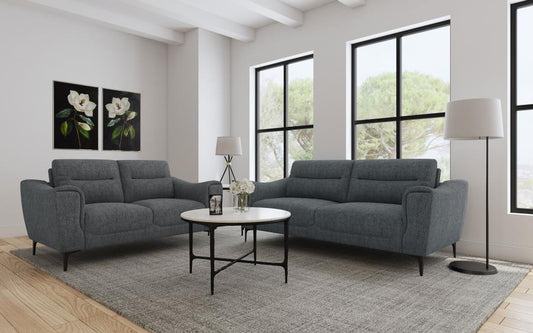 Nolan - 2 Piece Upholstered Sofa Set - Charcoal Stationary Sofas & Loveseats by Coaster Fine Furniture - Walls Furniture & Mattress