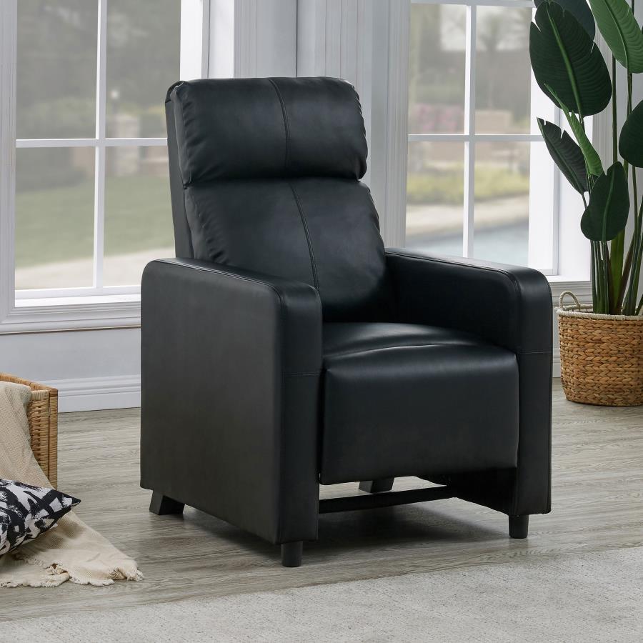 Toohey - Upholstered Home Theater Push Back Recliner - Black Reclining Chairs by CoasterEveryday - Walls Furniture & Mattress
