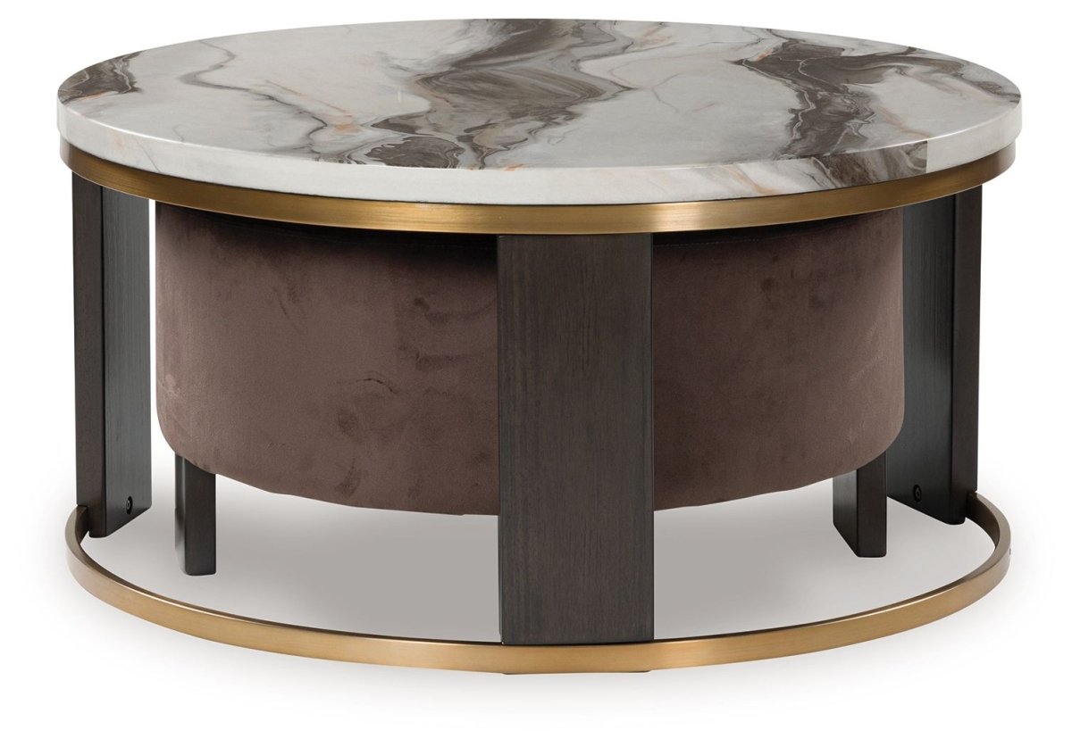 Jazmore - Nesting Cocktail Tables (Set of 2) - Brown / Brass Finish Nesting Tables by Signature Design by Ashley® - Walls Furniture & Mattress