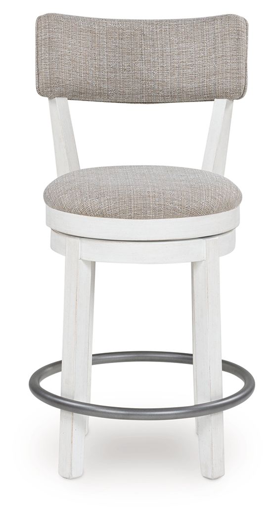 Robbinsdale - Antique White - Upholstered Swivel Barstool (Set of 2) Stool Sets by Signature Design by Ashley® - Walls Furniture & Mattress