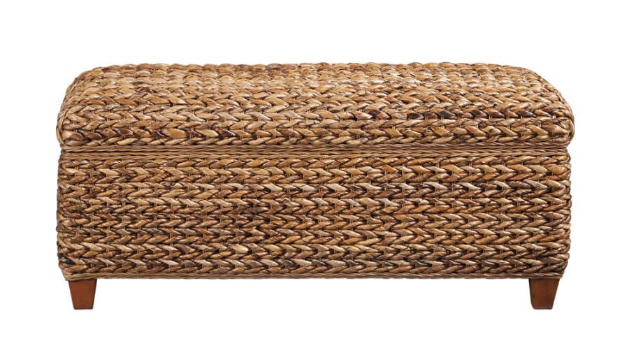 Laughton - Hand - Woven Banana Leaf Storage Trunk - Amber Storage Benches by CoasterEssence - Walls Furniture & Mattress