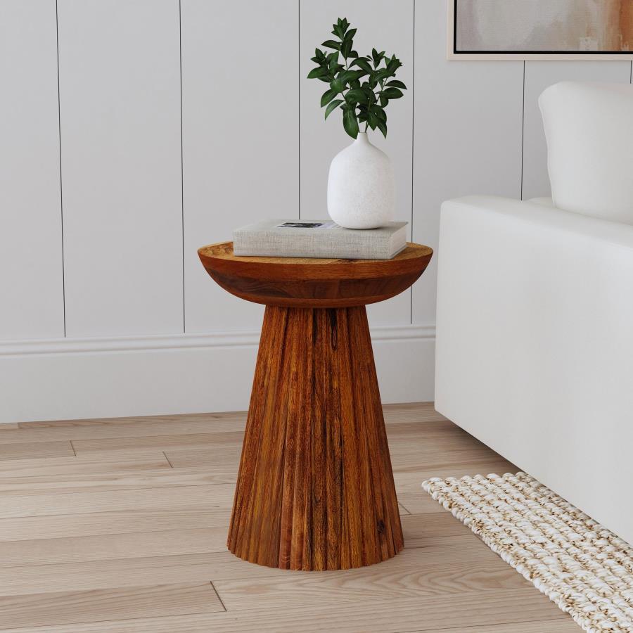 Aureo - Round Solid Wood Accent Side Table - Wild Honey Side Tables by Coaster Fine Furniture - Walls Furniture & Mattress