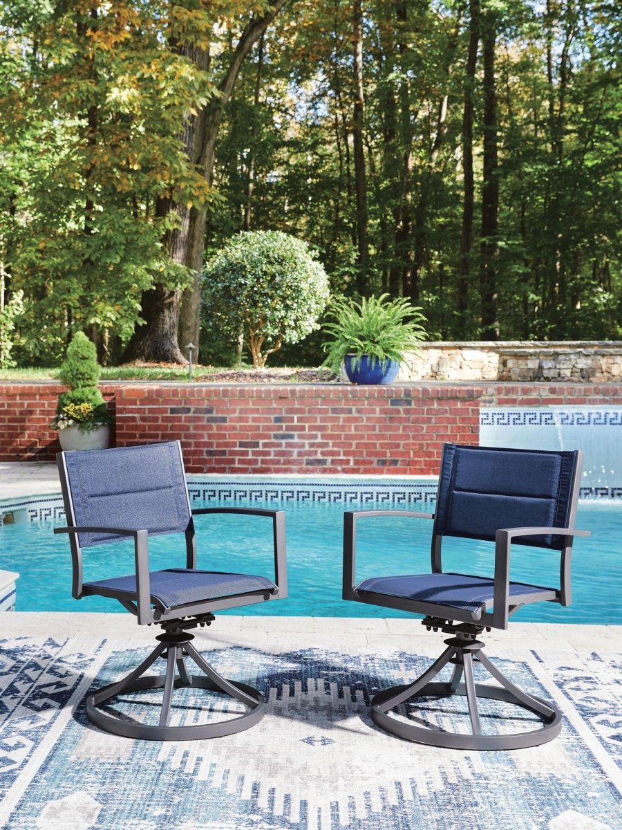 Rocky Creek - Sling Swivel Chair (Set of 2) - Blue / Gray Chair Sets by Signature Design by Ashley® - Walls Furniture & Mattress