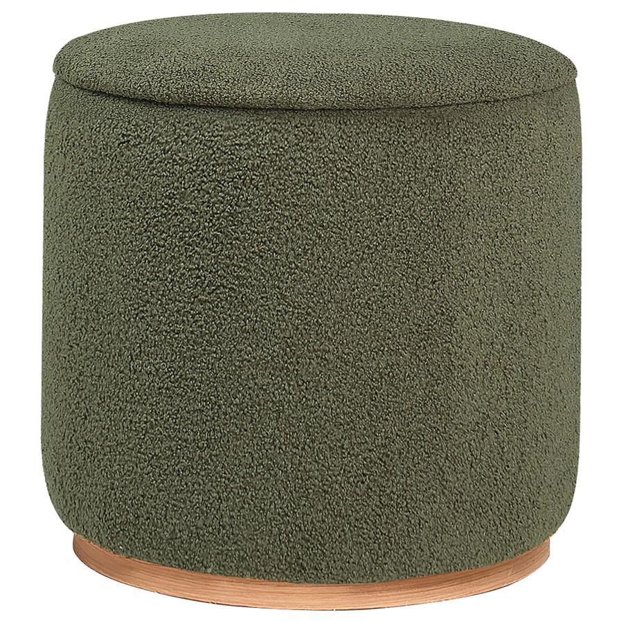 Zena - Faux Sheepskin Upholstered Round Ottoman Upholstered Ottomans by Coaster Fine Furniture - Walls Furniture & Mattress