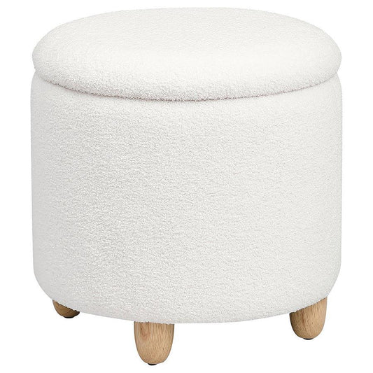 Valia - Faux Sheepskin Upholstered Round Storage Ottoman Storage Ottomans by Coaster Fine Furniture - Walls Furniture & Mattress