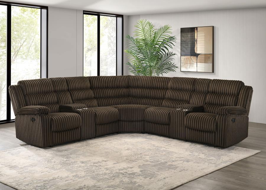 Atkinson - Upholstered Reclining Sectional Sofa Reclining Sectionals by Coaster Fine Furniture - Walls Furniture & Mattress