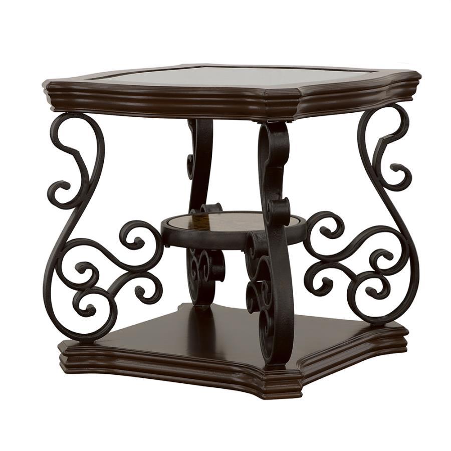 Laney - 1 - Shelf Glass Top Rectangular End Table - Deep Merlot End Tables by CoasterEssence - Walls Furniture & Mattress