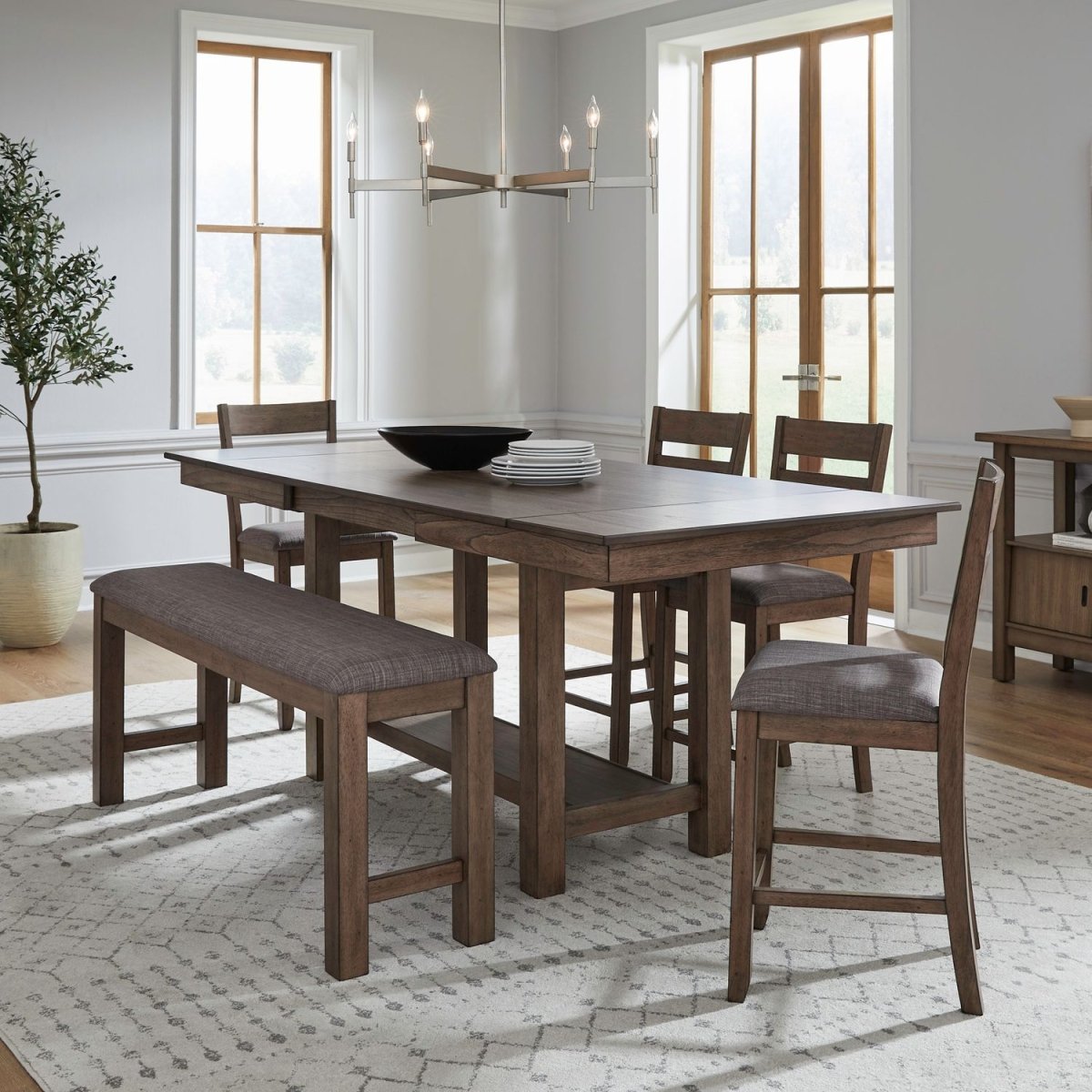 Brook Bay - Optional Gathering Trestle Table Set 5 Piece Dining Room Sets by Liberty Furniture - Walls Furniture & Mattress