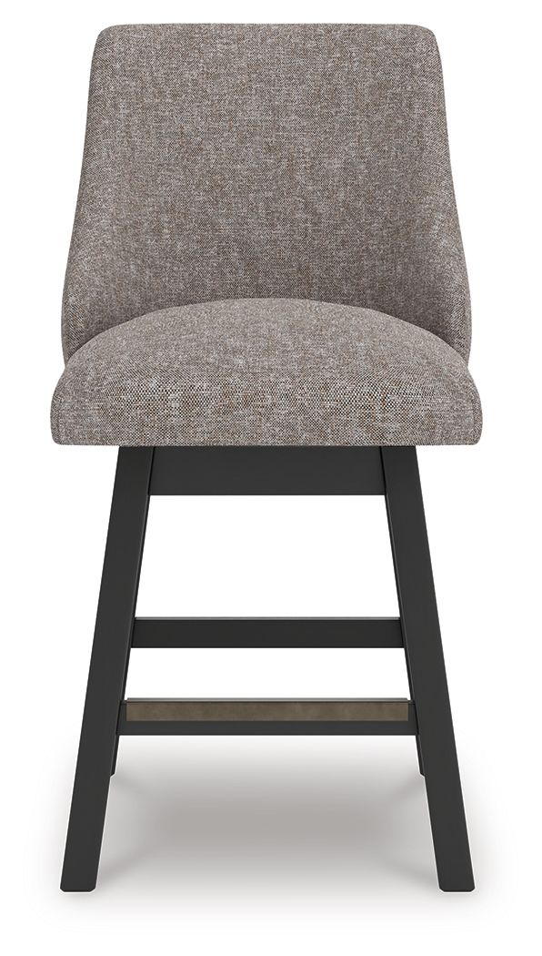 Neymorton - Upholstered Swivel Barstool (Set of 2) - Dark Grayish Brown Stool Sets by Signature Design by Ashley® - Walls Furniture & Mattress